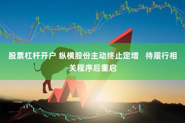 股票杠杆开户 纵横股份主动终止定增   待履行相关程序后重启